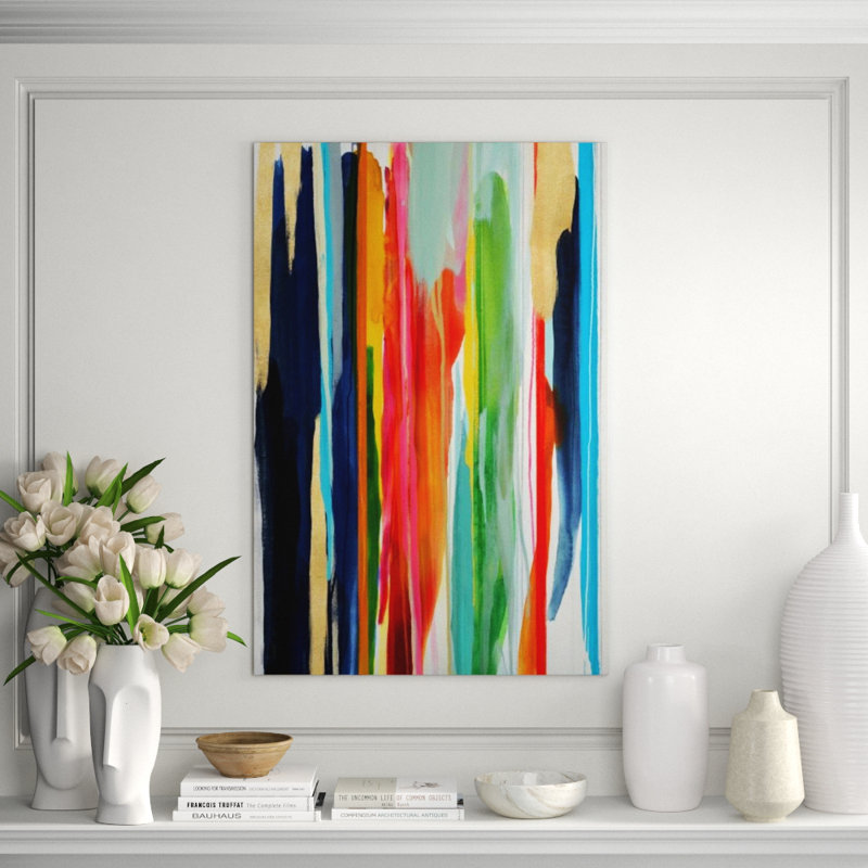 Chromatic Falls Painting by Mari Urasawa, Glass Coat, 60" H x 40" W