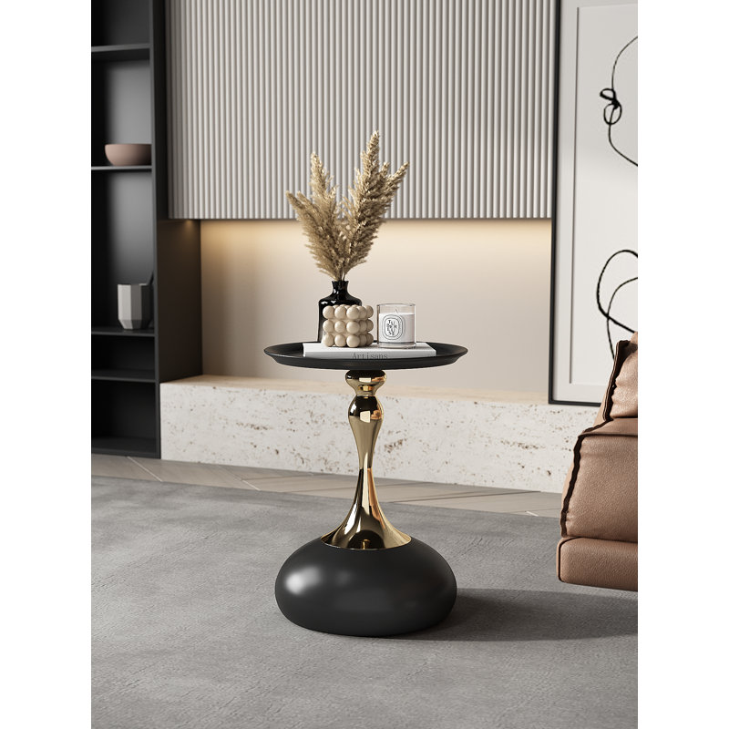 Modern Side Table with Weighted Base, Scratch-Resistant & Nano-Coated Finish - Versatile Accent Table for Living Room, Bedroom, Balcony