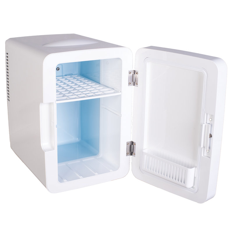 Compact White Thermoelectric Mini Fridge with Lighted Mirror