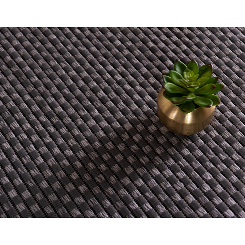 Tapis intérieur / extérieur gris à motif géométrique Stelios, Rectangle 8 p x 11 pi 4 po