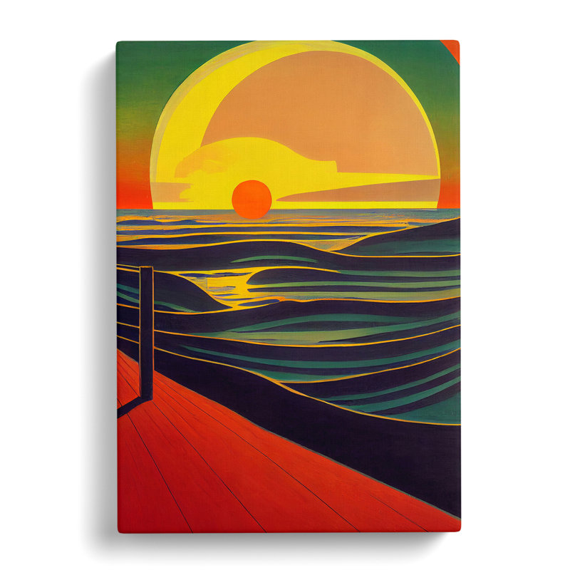Vibrant Sunset Abstract - Wall Art, Wrapped Canvas, 50cm H x 35cm W, No Matte
