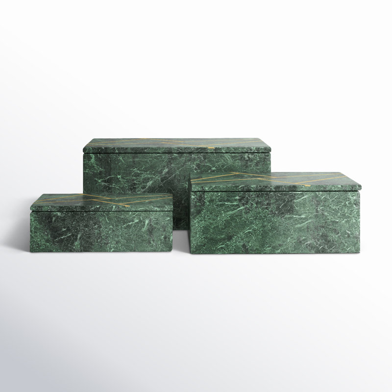 Lagos 9.15" W Marble Decorative Box Set