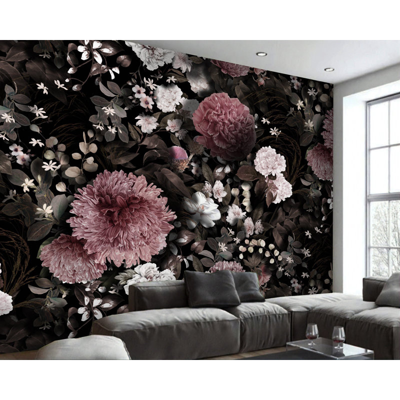 Papier peint amovible rose foncé, L 75 po x l 112 po, Non-Woven