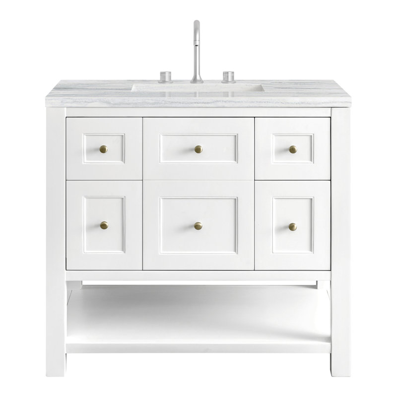 Breckenridge 36'' W Single Vanity, Bright White, Carrara White, 8" Widespread
