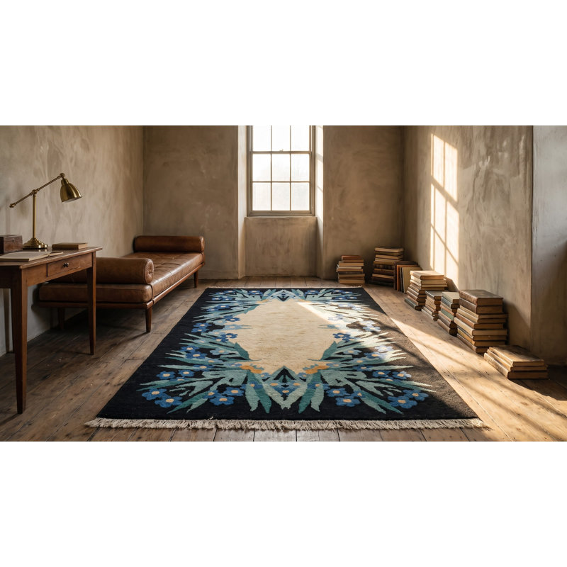 Petit tapis chinois en laine Art Déco