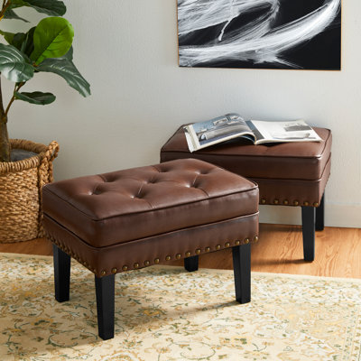 Repose-pieds rectangulaire capitonné en similicuir de 22 po de largeur
