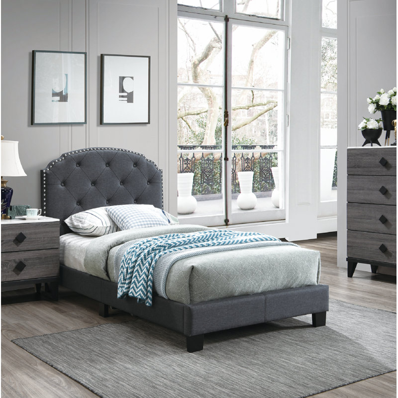 Jaquavien Upholstered Platform Bed, Twin, Charcoal