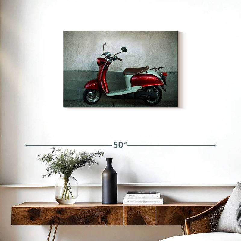 Parked Retro Scooter, 20" H x 30" W