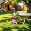 Tabouret décoratif d'intérieur et d'extérieur en forme de beigne empilé, motif dessert coloré, siège figurine pour terrasse, jardin, salon.