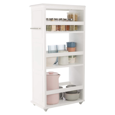 3 Tier Slim Rolling Storage Cart - 9” Narrow Rolling Cart with Handle and Wheels for Bathroom, Laundry Room, and Kitchen Organization - Pull-Out Home Organizers for Small Spaces by Lavish Home (White)