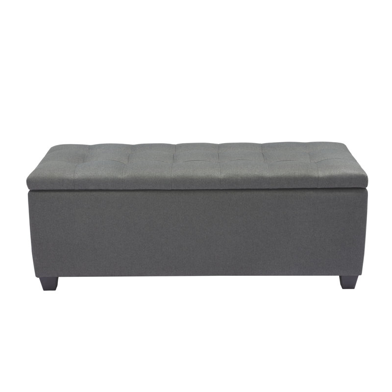 Fabric Upholstered Storage Bench, Dark Grey