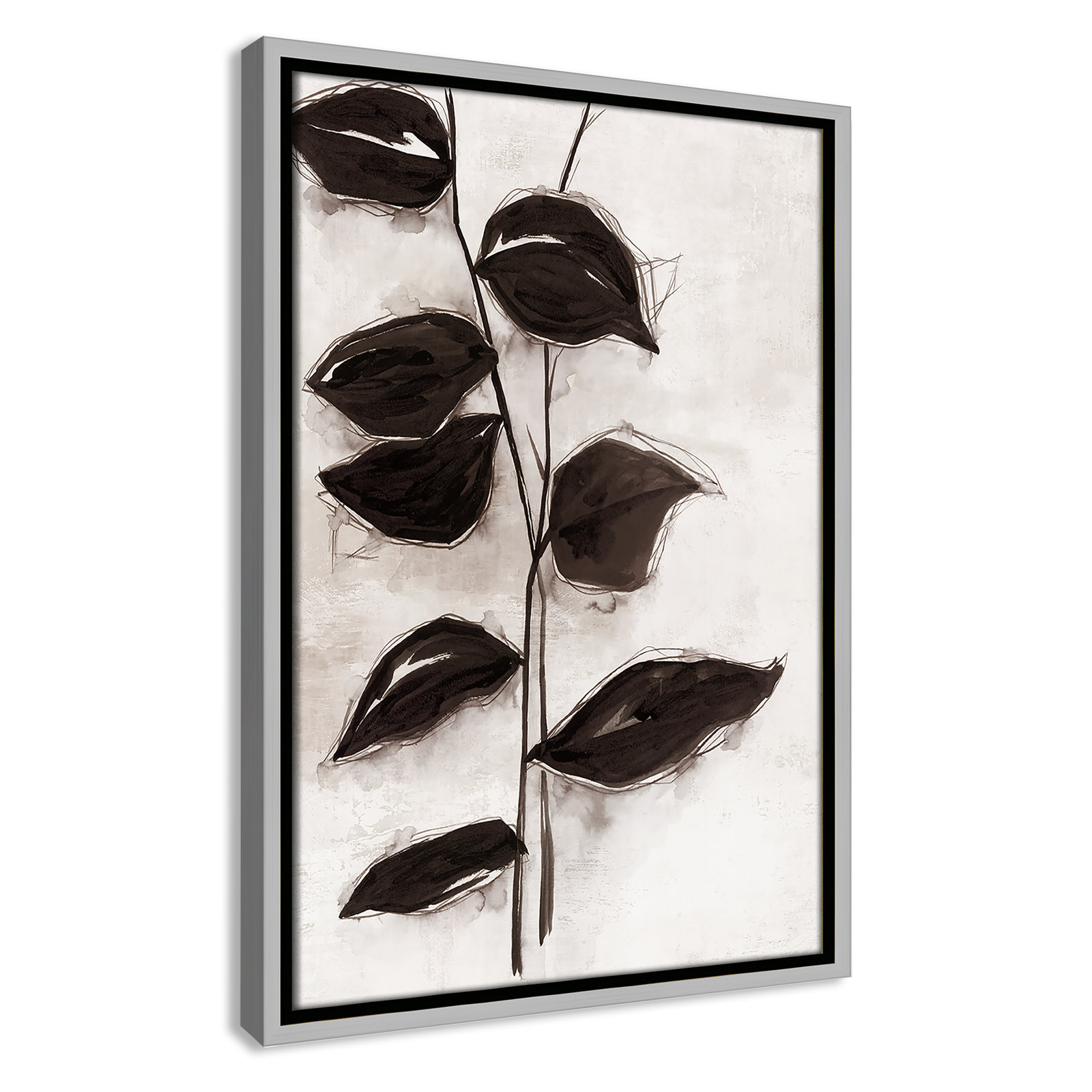 Leaves I by Eva Watts, 19.5" H x 13.5" W x 2" D, Silver Framed