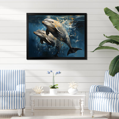 Blue Dancing Dolphines I - animaux, art des dauphins