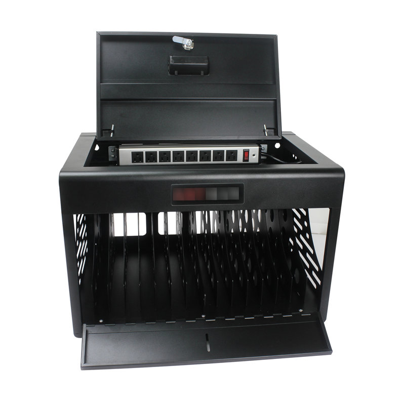 Laptop & 16 Locking Charging Station - Black 16 Bay Cabinet For Black, Black