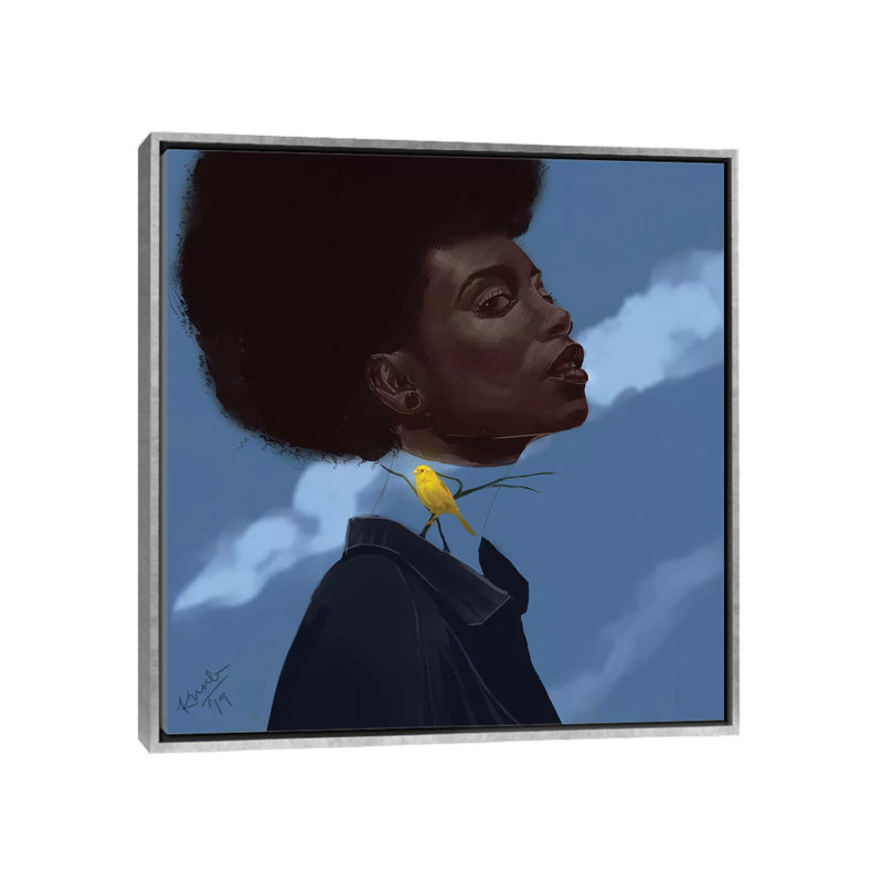 « Canary » par Adekunle Adeleke-reproduction d’art, Toile avec cadre argent, Pas de tapis, H 37 po x l 37 po x P 1,5 po
