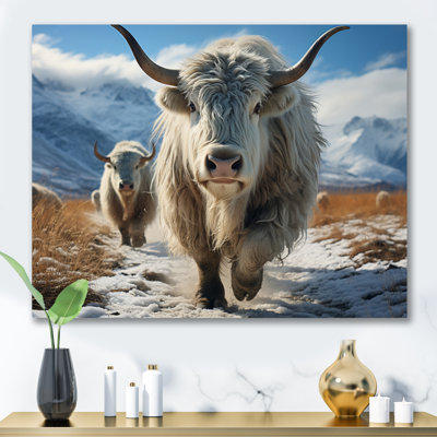 Yaks majestueux en hiver sur toile