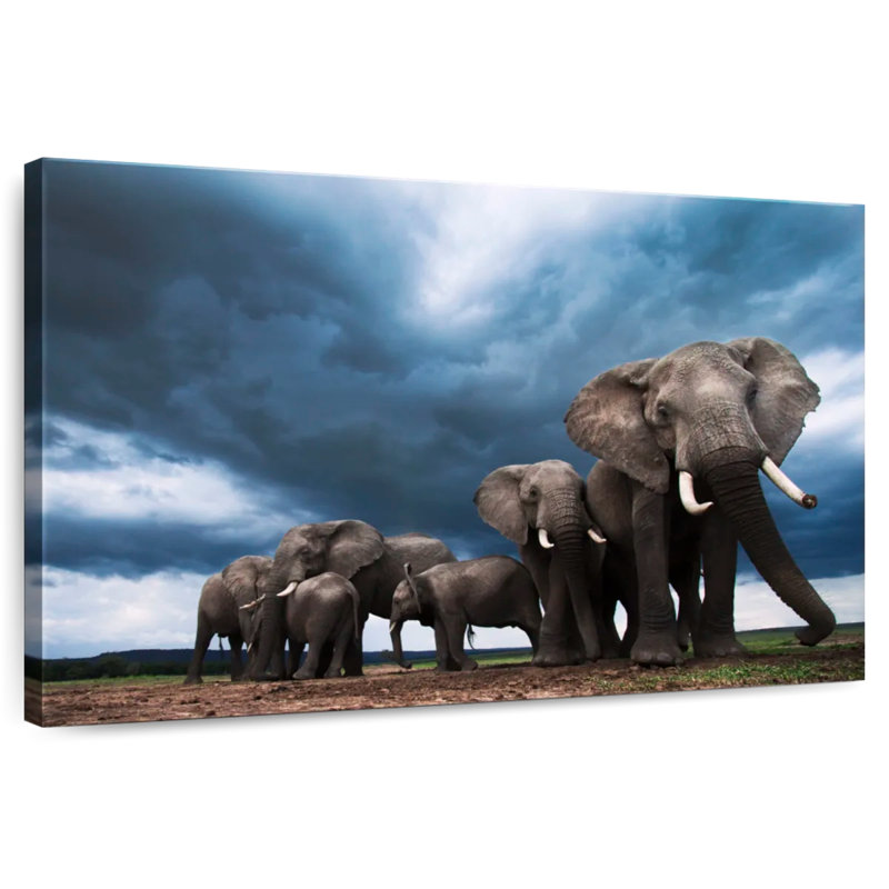 Brampt Grazing Elephants, 8" H x 12" W