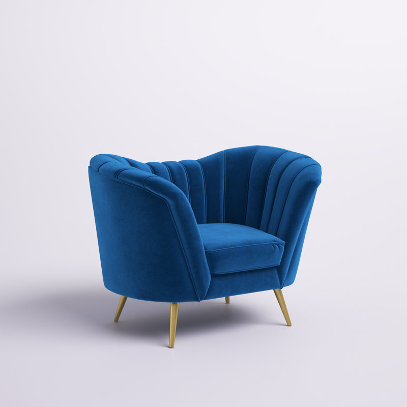 Fauteuil en velours argenté Orchid Blandick, Bleu marine