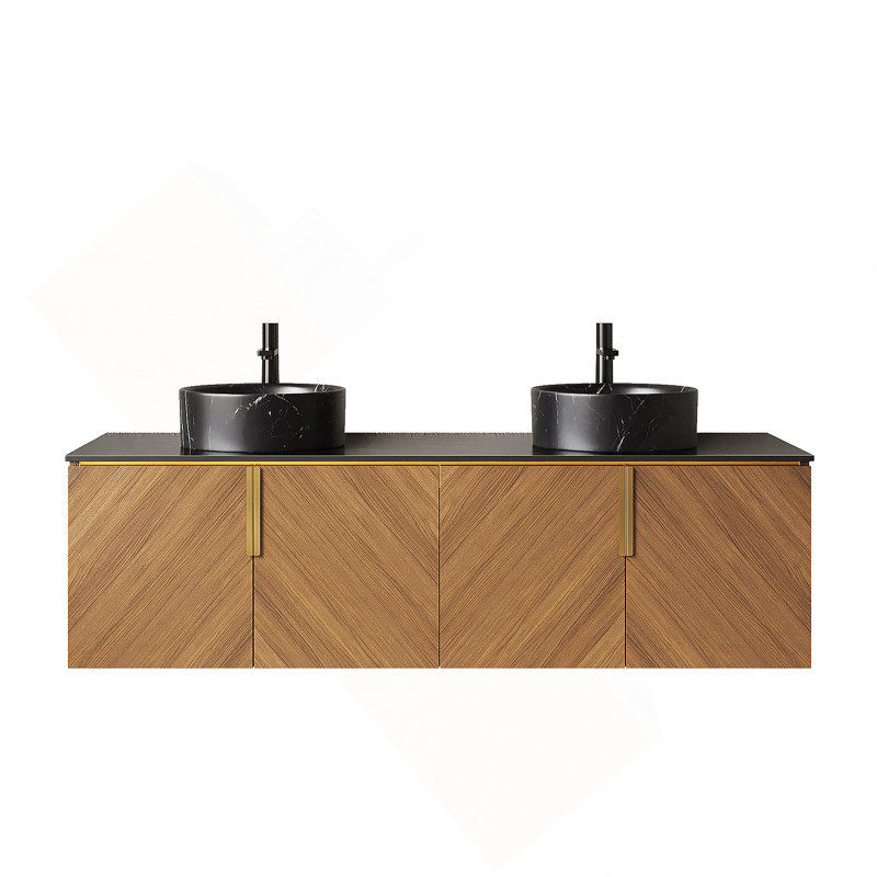 Meuble-lavabo mural avec portes de salle de bain, 60"