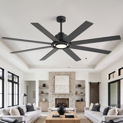 72" Large Ceiling Fan with Dimmable 3CCT LED Light, 6-Speed Quiet Reversible DC Motor