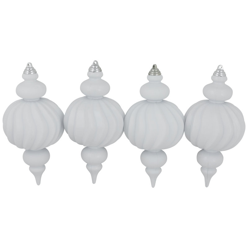 Shatterproof Commercial Size Finial Christmas Ornaments - 10" - Set Of 4, White