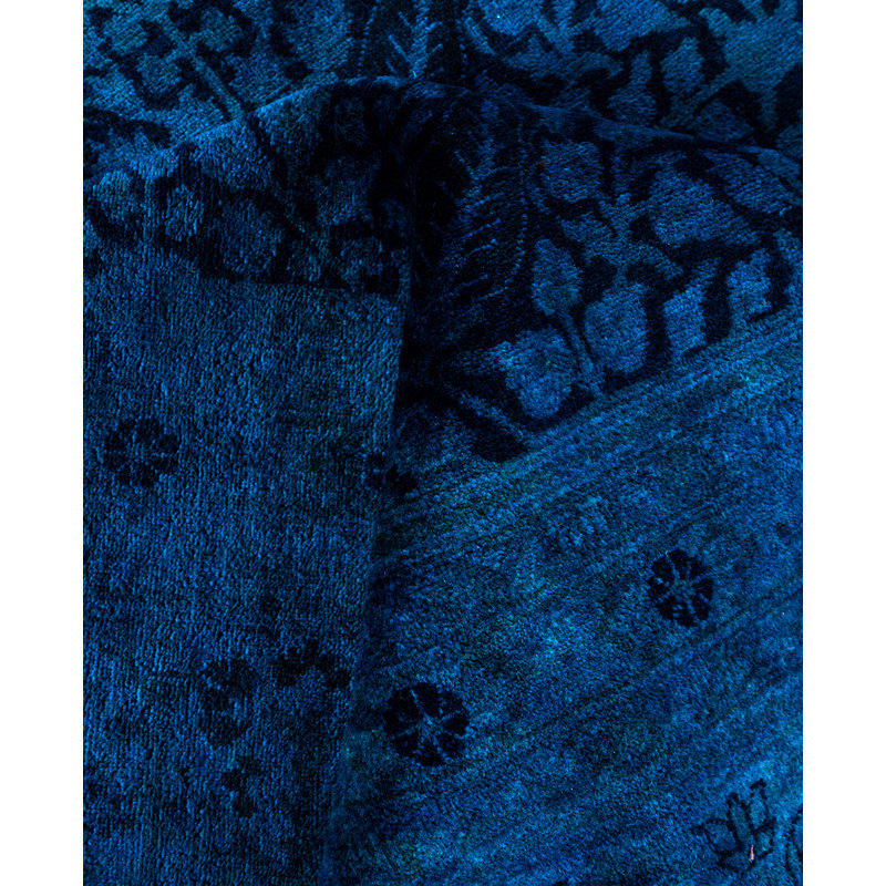 Overdyed Hand-Knotted Wool Modern-Contemporary Navy Area Rug 10' 4" x 13' 10"