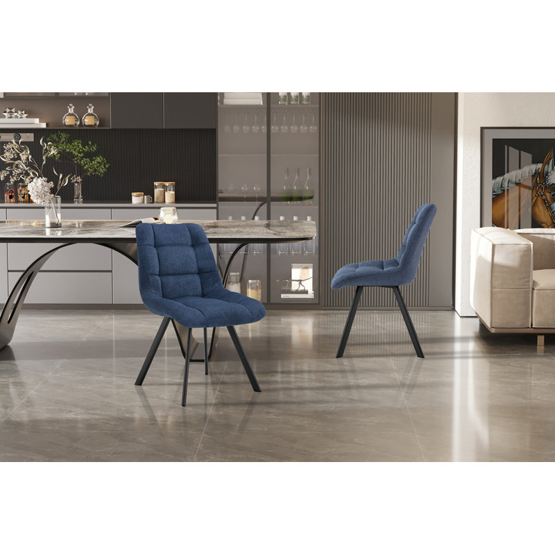 Ephemerine 49cm H Upholstered Metal Side Chair, Blue
