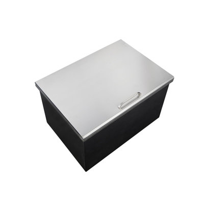 21x17x18 Inch Drop-in Ice Chest 82 Qt Stainless Steel Insulated Built-in Ice Bin with Hinged Lid & Drain for Outdoor Kitchen Patio BBQ Home Bar