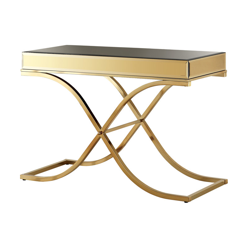 Chilhowie Glass Top Coffee Table, Black Top/Gold Base