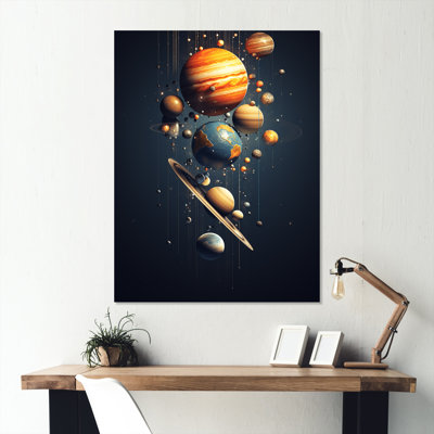 Bleu et orange, planète Odyssey IV - art mural en métal Planète de l'espace