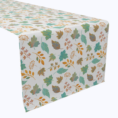 Table Runner, 100% Cotton, Painted Leaves
