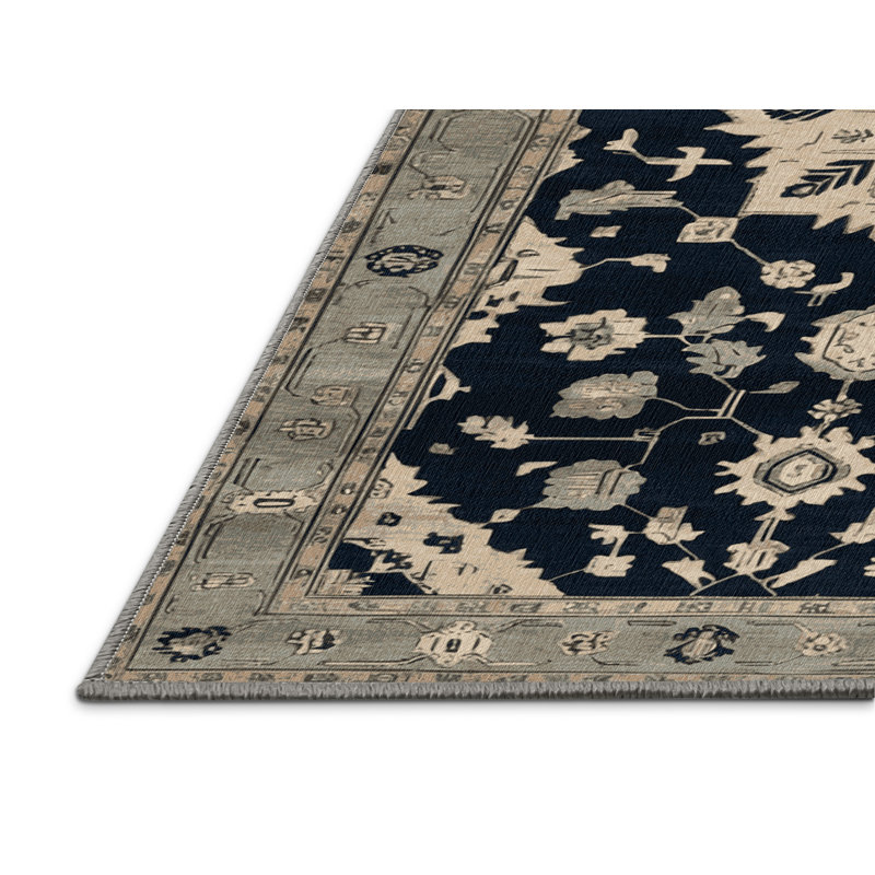 Machine Washable Overdyed Grey Area Rug, Round 3'