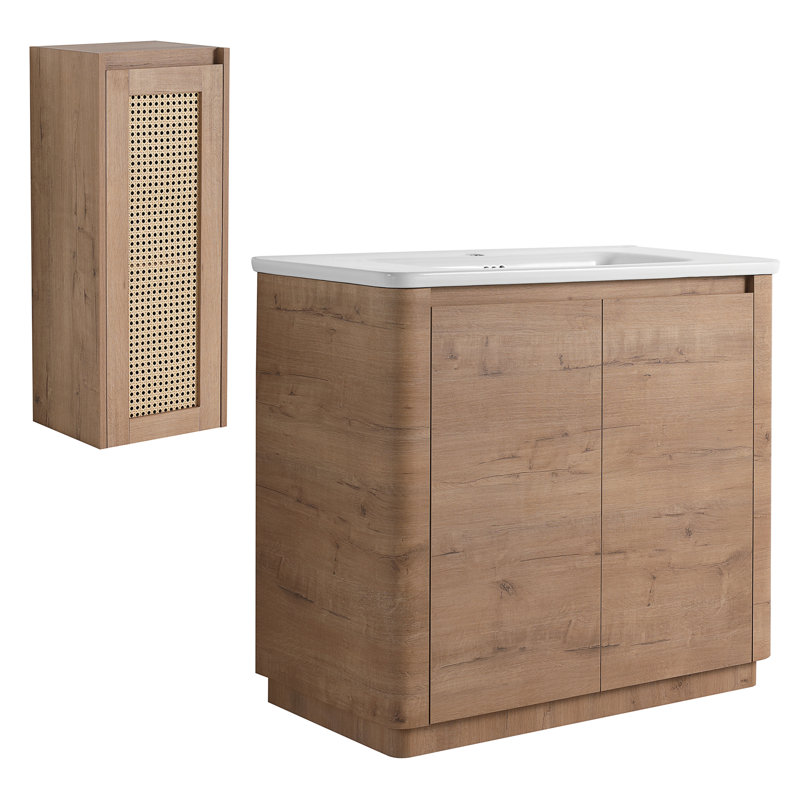 Meuble-lavabo autoportant de 36 po avec lavabo en céramique et 2 portes à fermeture douce, 36"