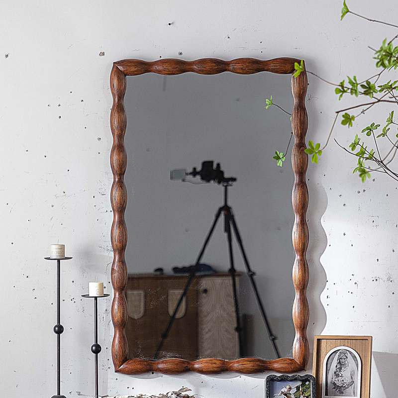 Mid-Century Modern Mirror with Solid Wood Frame,Wall-Mounted mirror