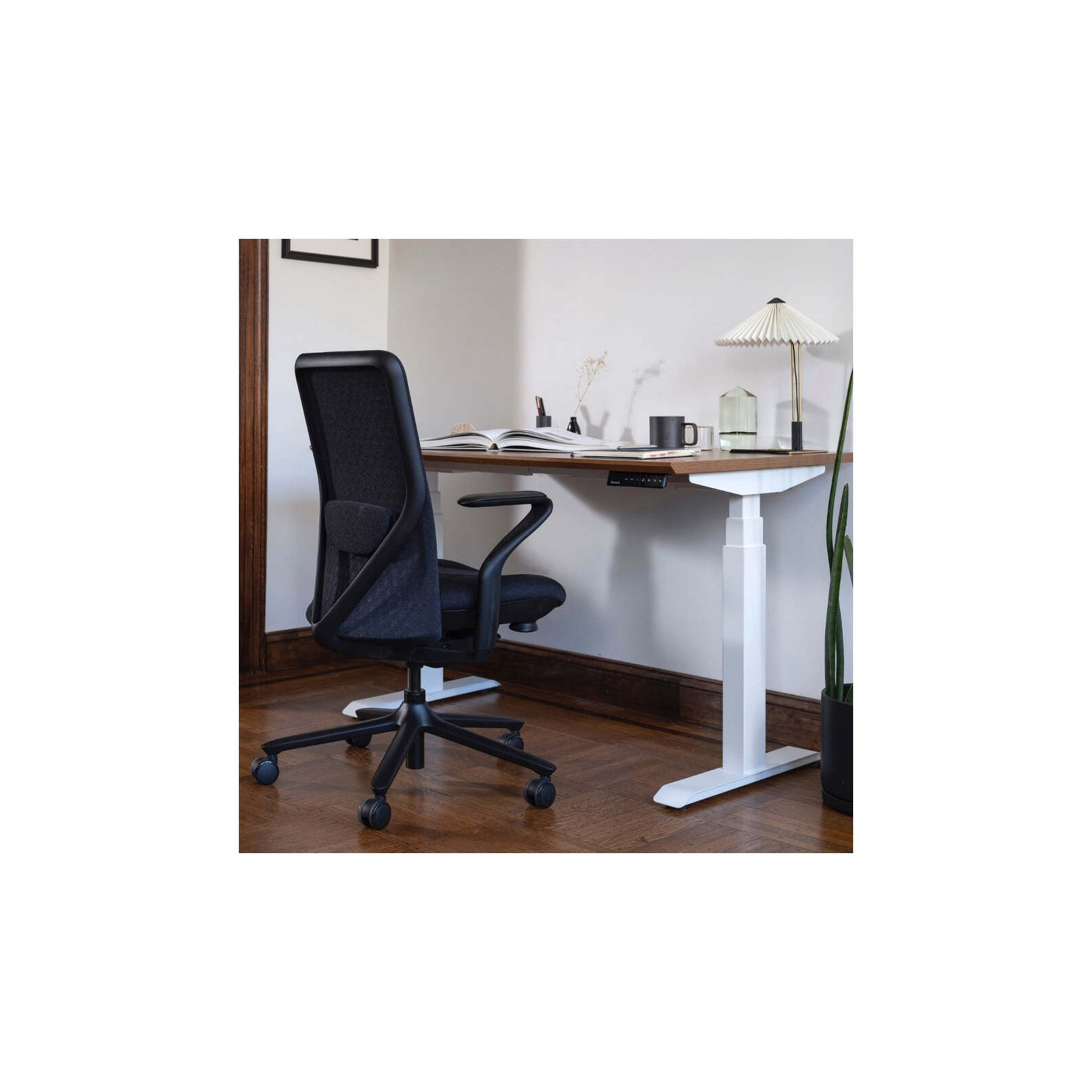 Standing Desk, 52" H x 60" W x 30" D, Walnut, White