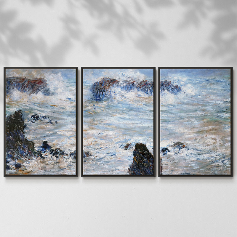 Tempête dans la belle 3 pièces, H 36 po x l 75 po x P 2 po, Noir