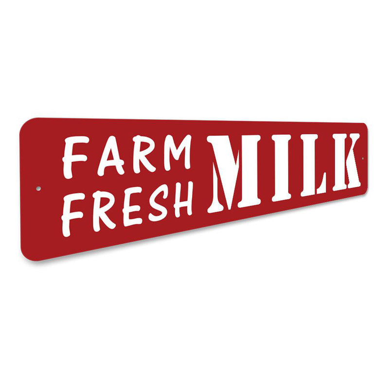 Farm Fresh Milk Street Aluminum Sign, 6" H x 24" W x 0.06" D