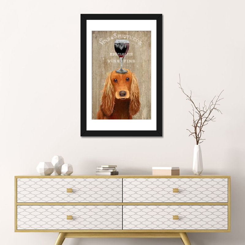 « dog au vin et robinet épagneul », reproduction d’impression sur toile tendue Fab Funky, H 24 po x l 16 po x P 1 po, Blanc