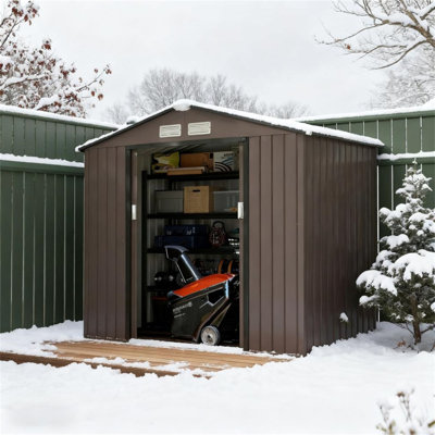 【Remise de jardin extérieure brune】 - L 83,75 po x l 51,25 po x H 72,75 po pour la cour et le patio