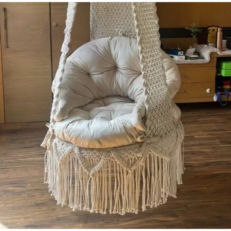 Balançoire suspendue monoplace sable blanc pour l'intérieur et l'extérieur