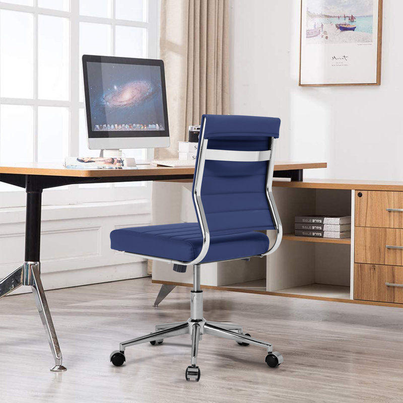 Chaise de conférence ergonomique et réglable Amaiia, Bleu / chrome