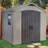 Keter Factor 8x6 ft. Durable Resin Outdoor Storage Shed With Floor and Double Doors for Garden Patio Furniture and Tools, Brown