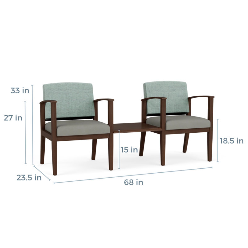 Structure en bois tandem 2 places avec table centrale Amherst, Noyer Riftwood, Chambray écume de mer / Patriot Plus colombe