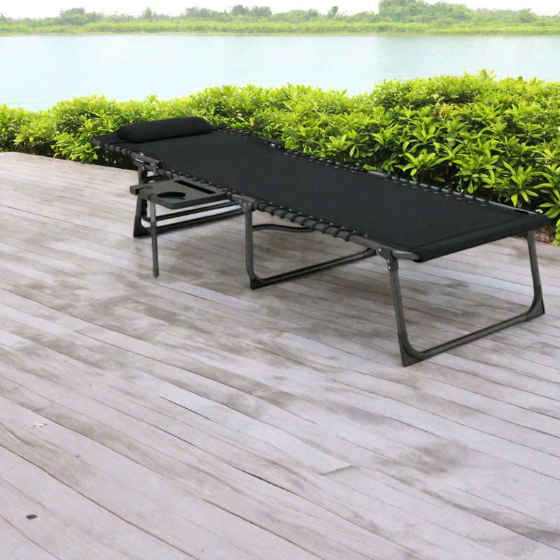 Chaises longues de patio portatives modernes avec rangement, en acier réglable pour terrasse