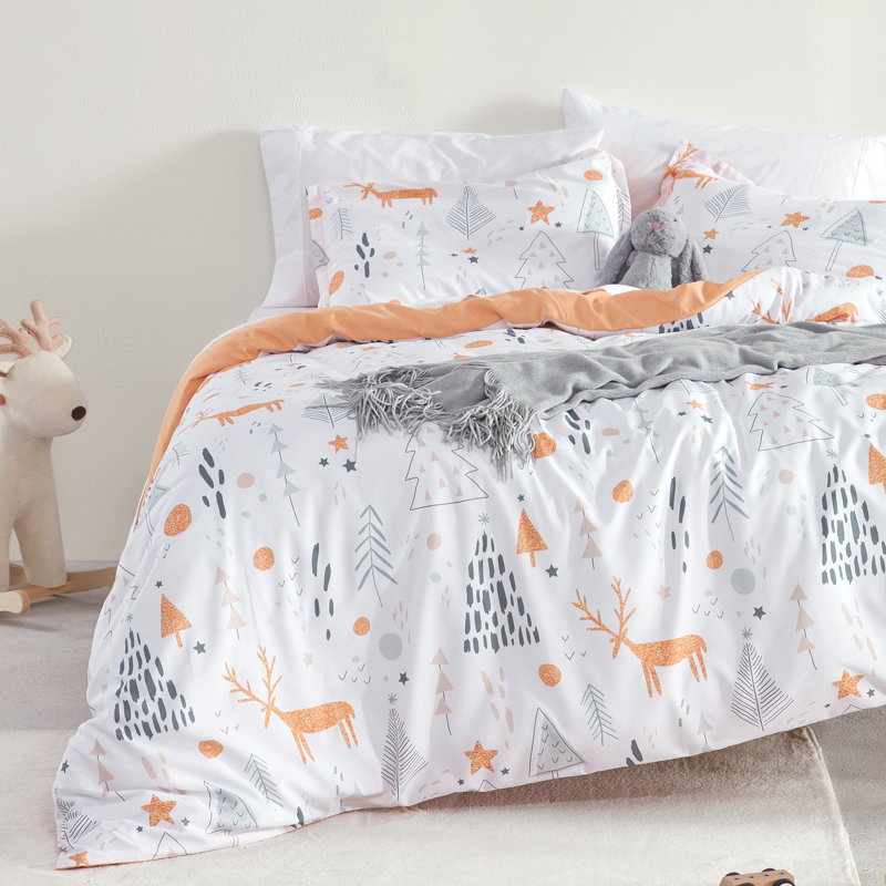  Space Rocket Reversible Duvet Cover Set, Full/Queen, Forest Deer