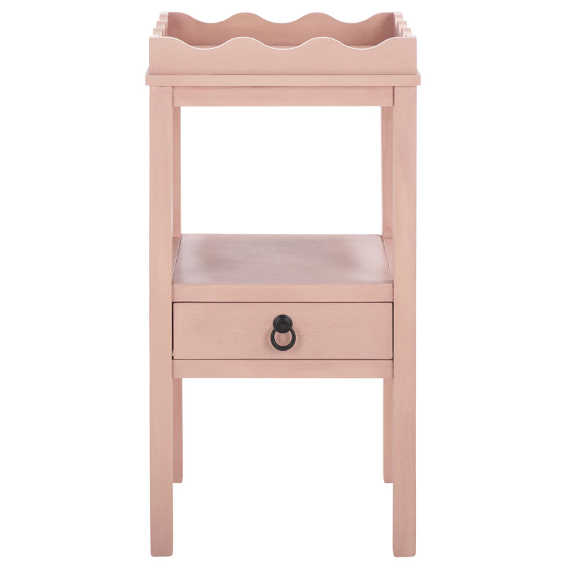 1-Drawer Accent Table with Scalloped Edges, Pink