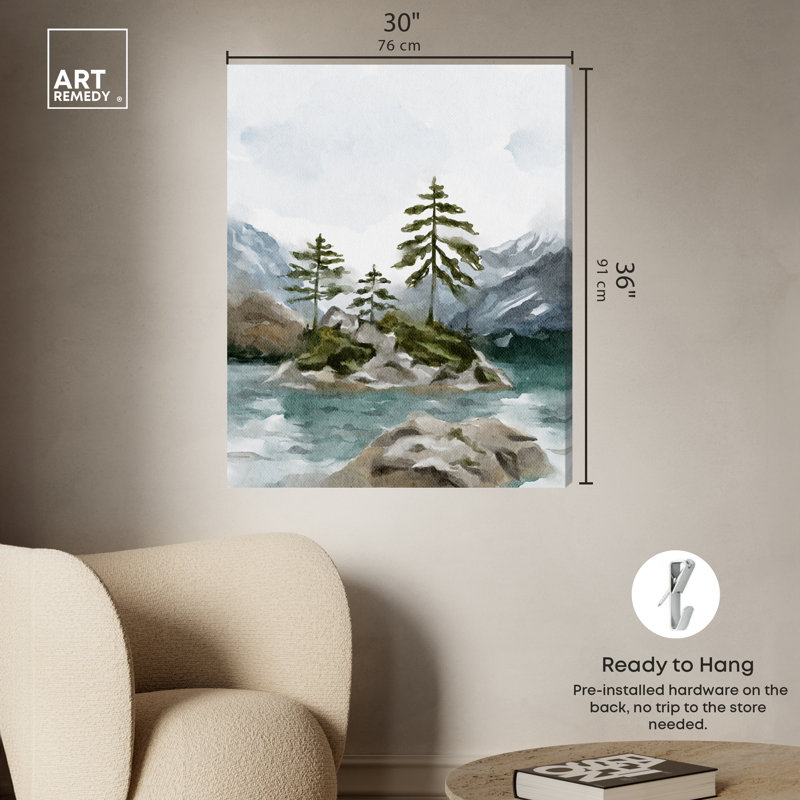 Cold Winter Lake Landscape Canvas Wall Art, 30" x 36"