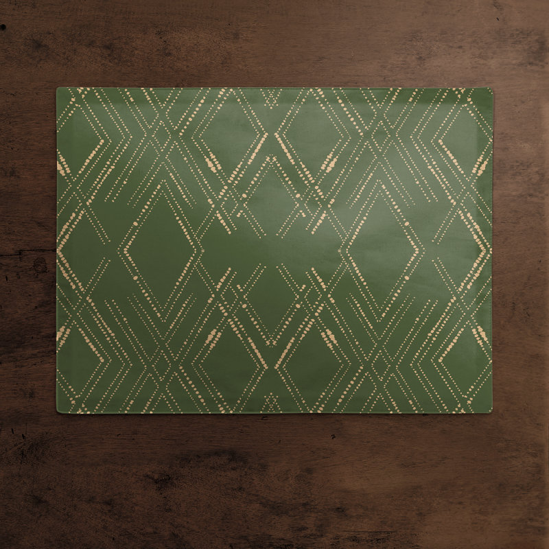 Napperon en coton 14 po Diamond, Vert/doré