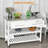 Kitchen Island With Stainless Steel Top, Open Shelves, Drawers, Gray