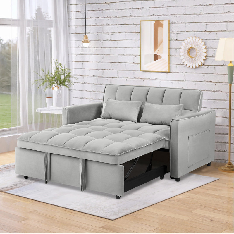 55.1-Inch Convertible Sofa Bed, Light Gray
